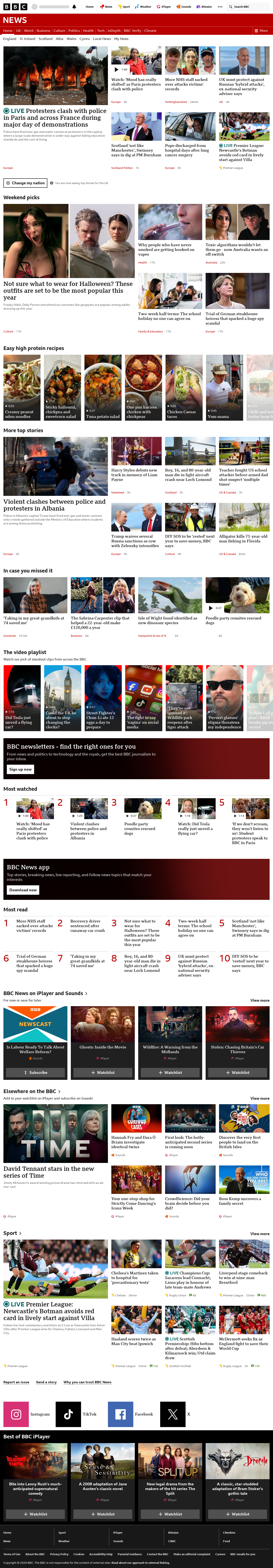 BBC News snapshot from Saturday, 17 October 2026 at 18:00