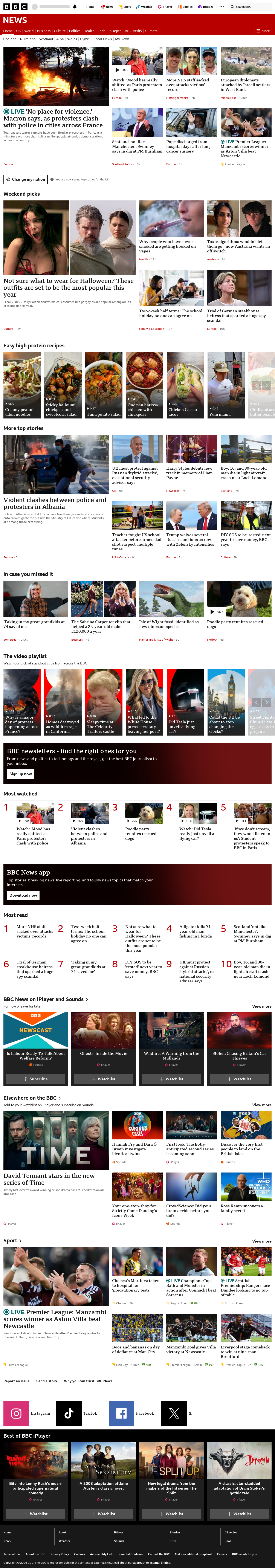 BBC News snapshot from Saturday, 17 October 2026 at 20:00