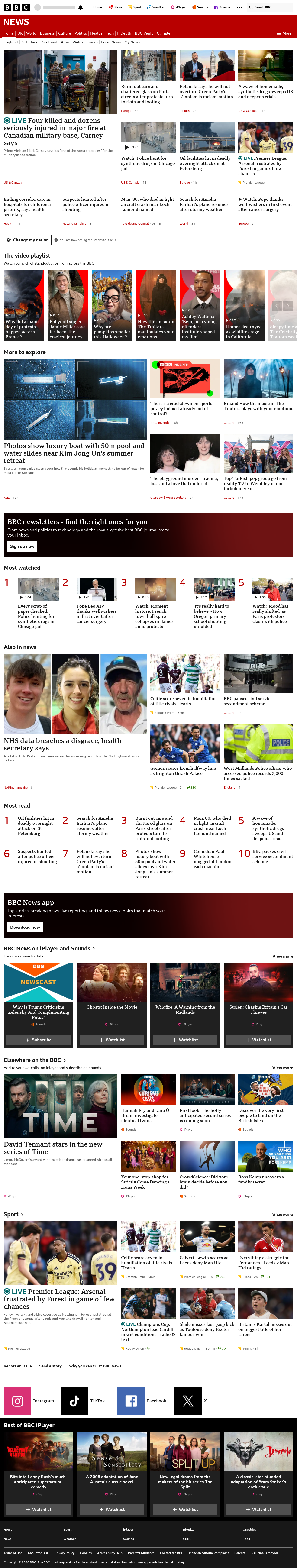 BBC News snapshot from Sunday, 18 October 2026 at 18:00