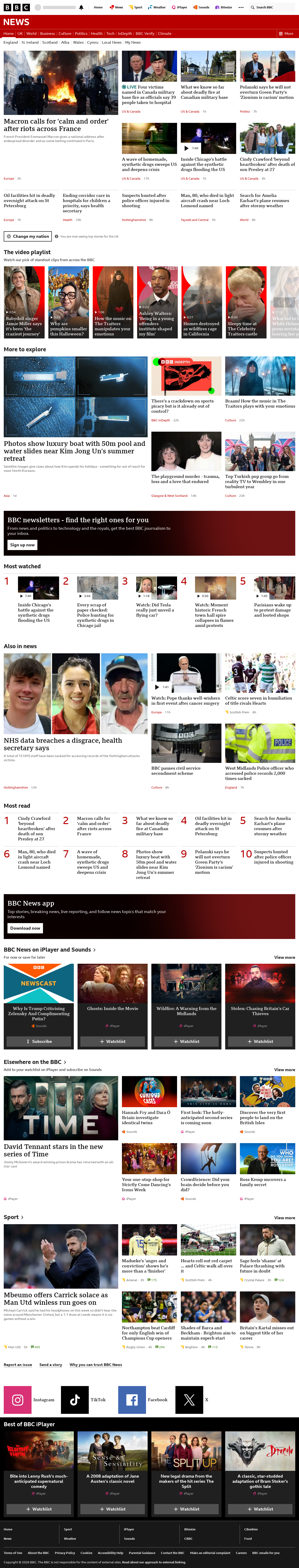 BBC News snapshot from Monday, 19 October 2026 at 00:00