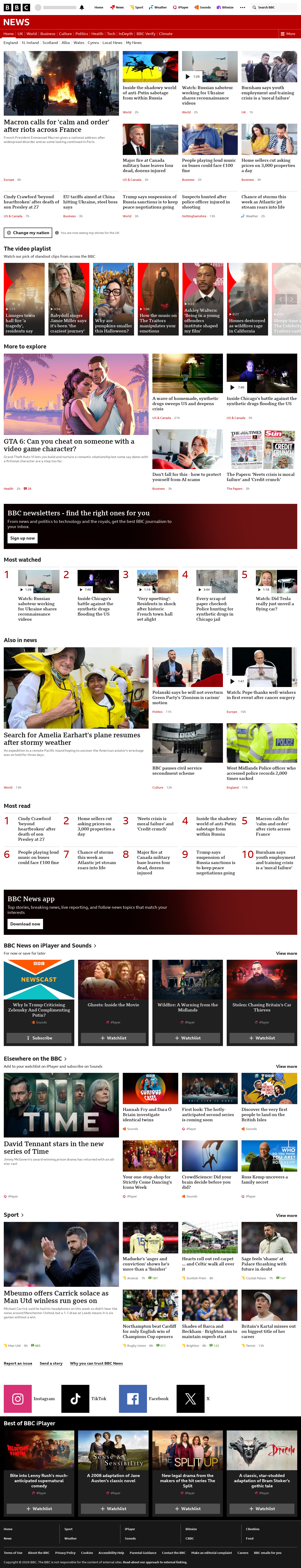 BBC News snapshot from Monday, 19 October 2026 at 04:00