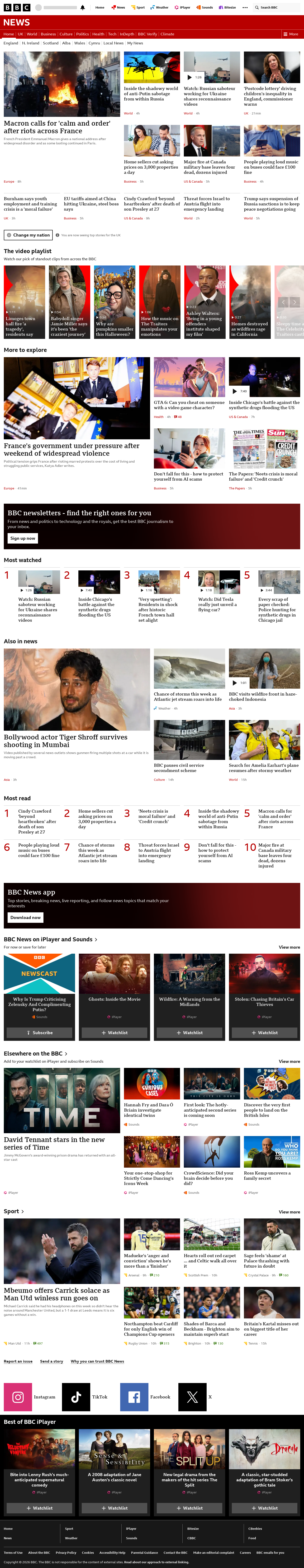BBC News snapshot from Monday, 19 October 2026 at 06:00