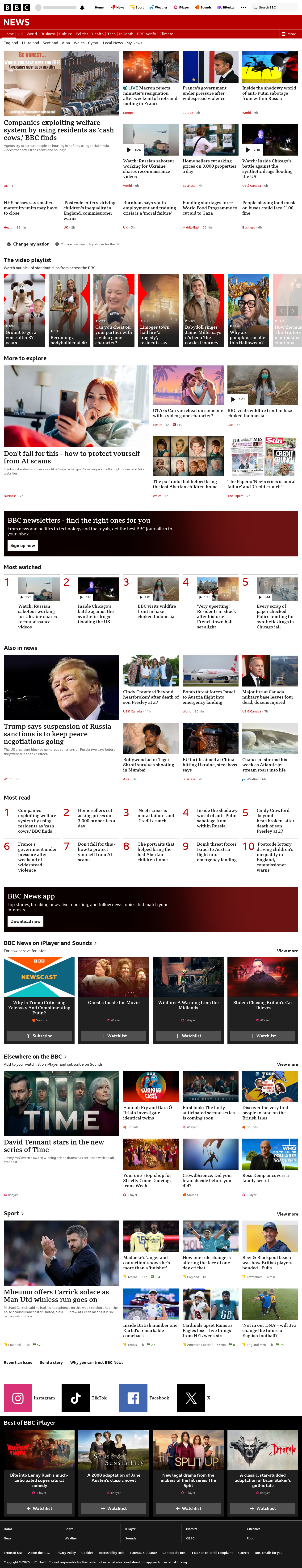 BBC News snapshot from Monday, 19 October 2026 at 08:00