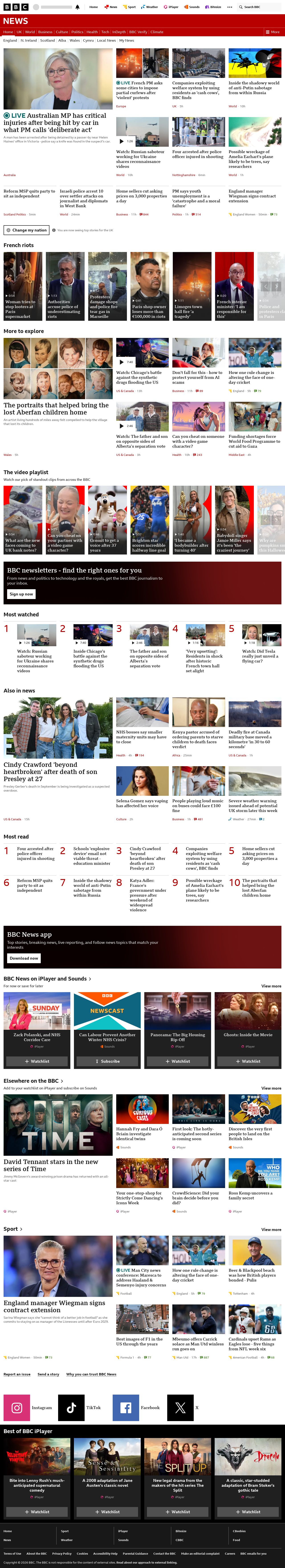 BBC News snapshot from Monday, 19 October 2026 at 12:00