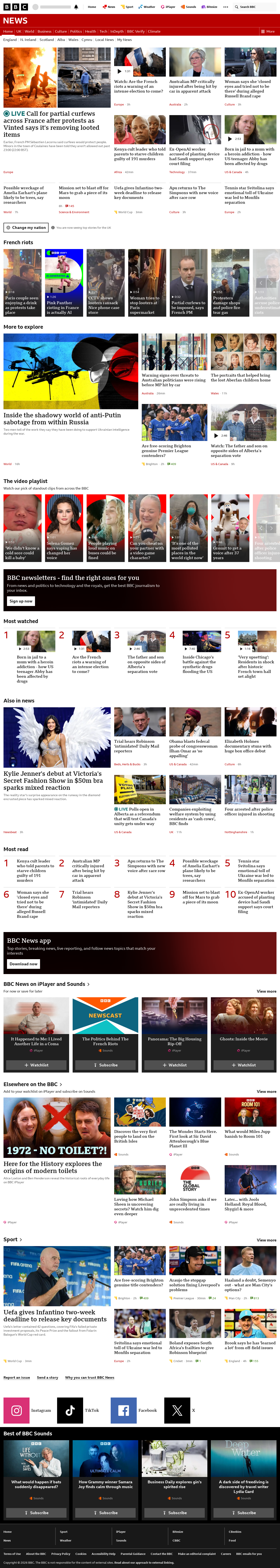 BBC News snapshot from Monday, 19 October 2026 at 18:00