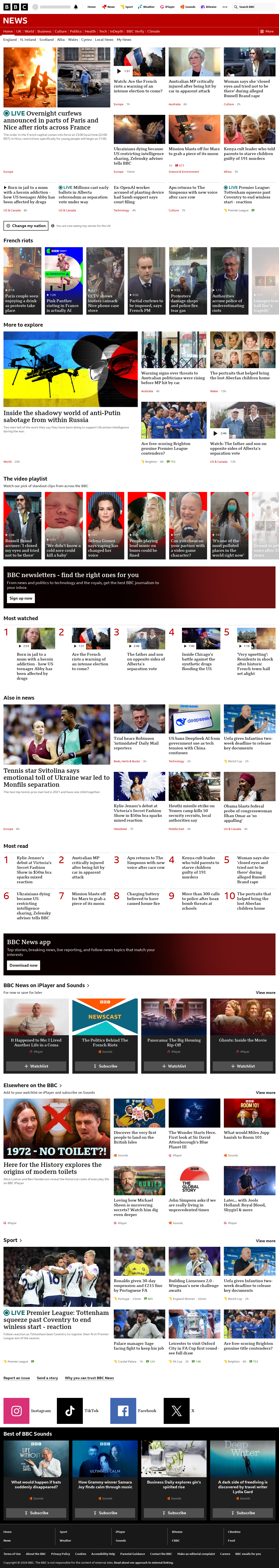BBC News snapshot from Monday, 19 October 2026 at 22:00