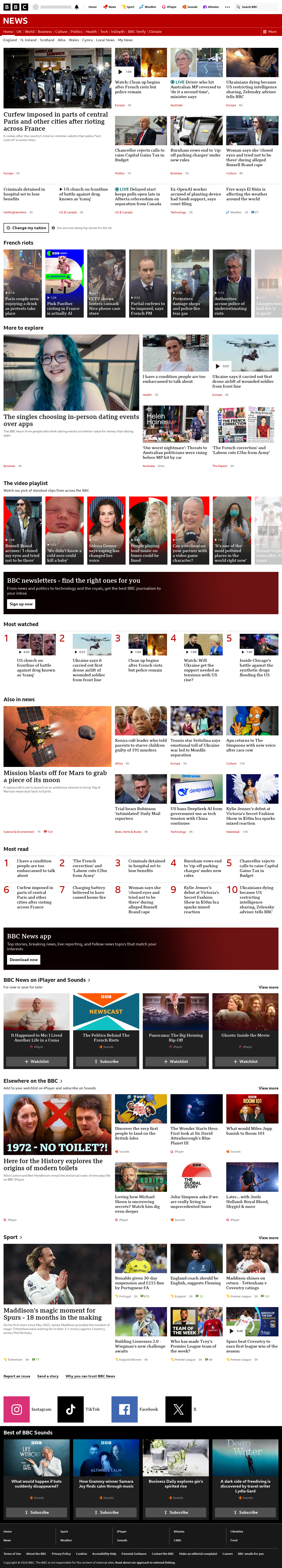 BBC News snapshot from Tuesday, 20 October 2026 at 04:00