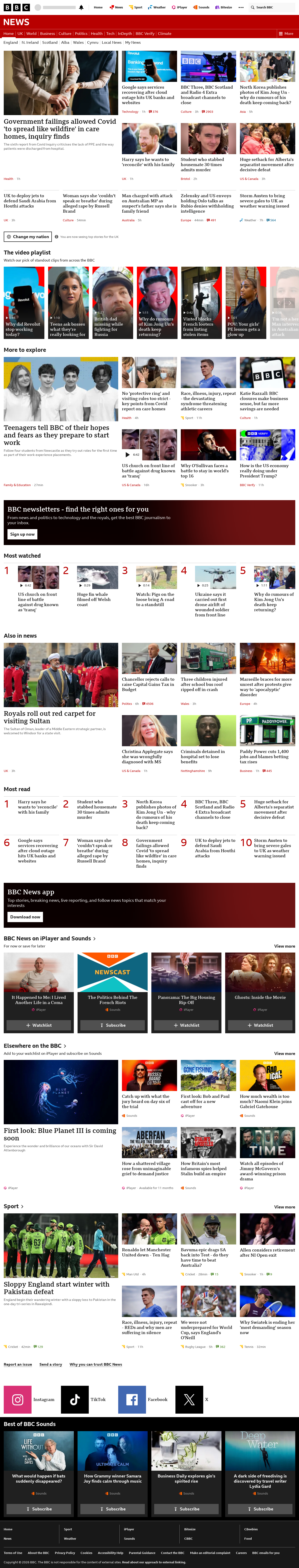 BBC News snapshot from Tuesday, 20 October 2026 at 18:00