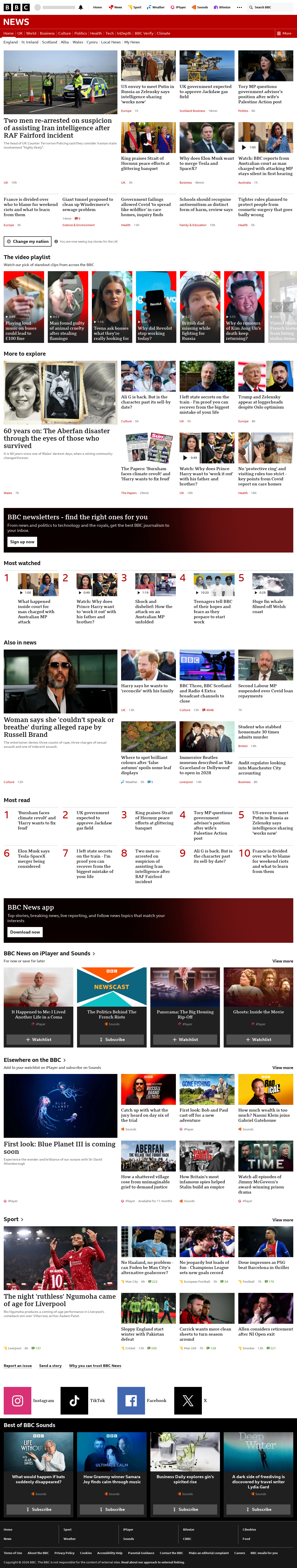 BBC News snapshot from Wednesday, 21 October 2026 at 06:00