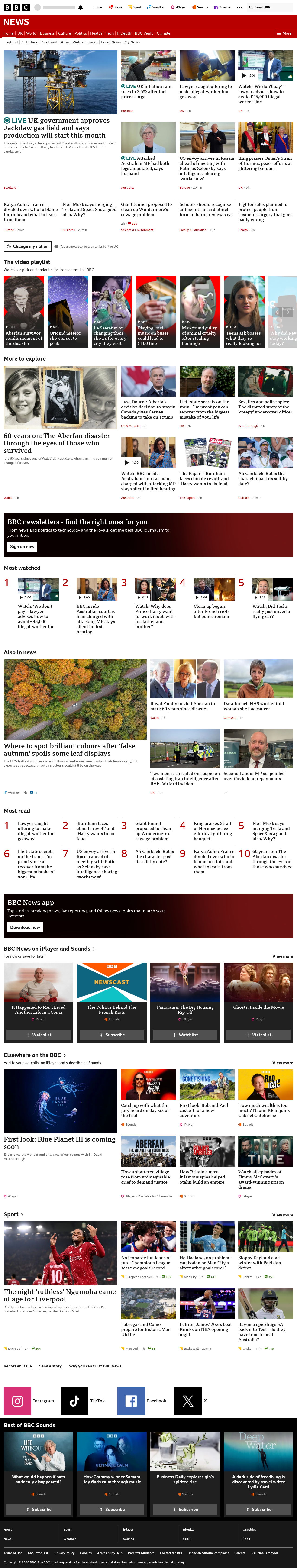 BBC News snapshot from Wednesday, 21 October 2026 at 08:00