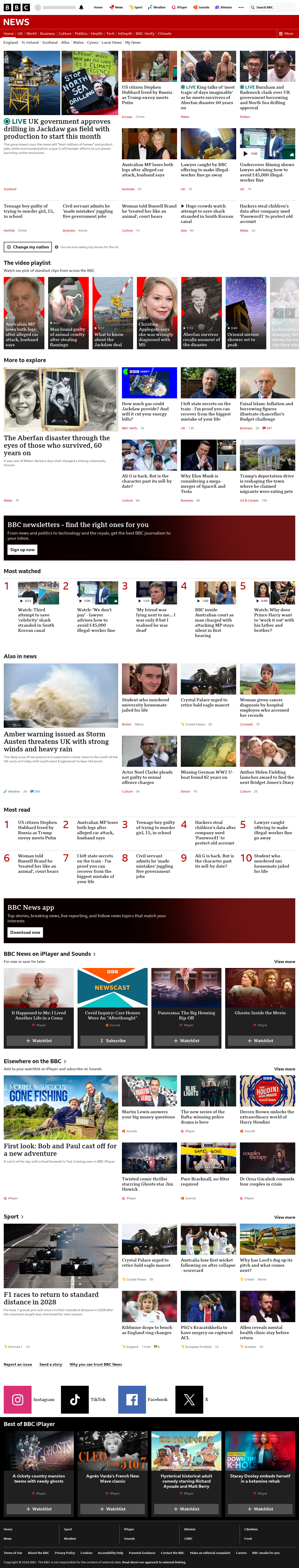 BBC News snapshot from Wednesday, 21 October 2026 at 14:00