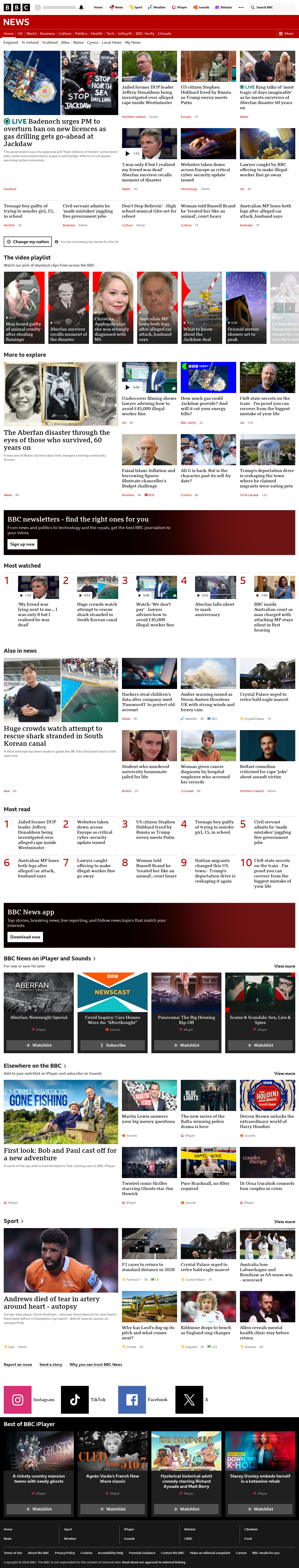 BBC News snapshot from Wednesday, 21 October 2026 at 16:00
