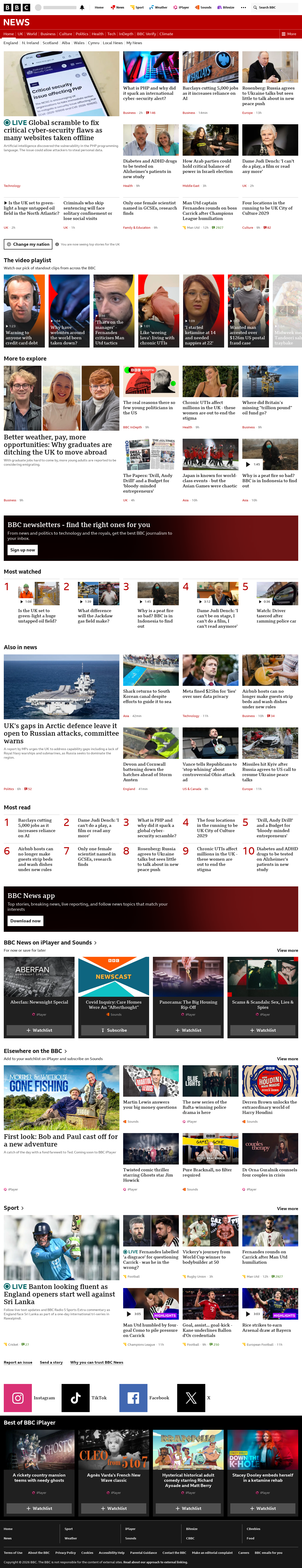 BBC News snapshot from Thursday, 22 October 2026 at 10:00