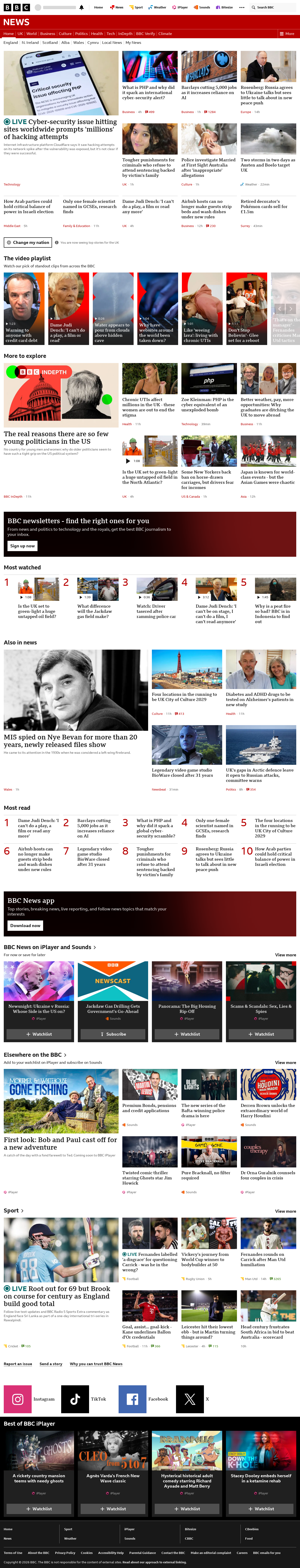 BBC News snapshot from Thursday, 22 October 2026 at 12:00