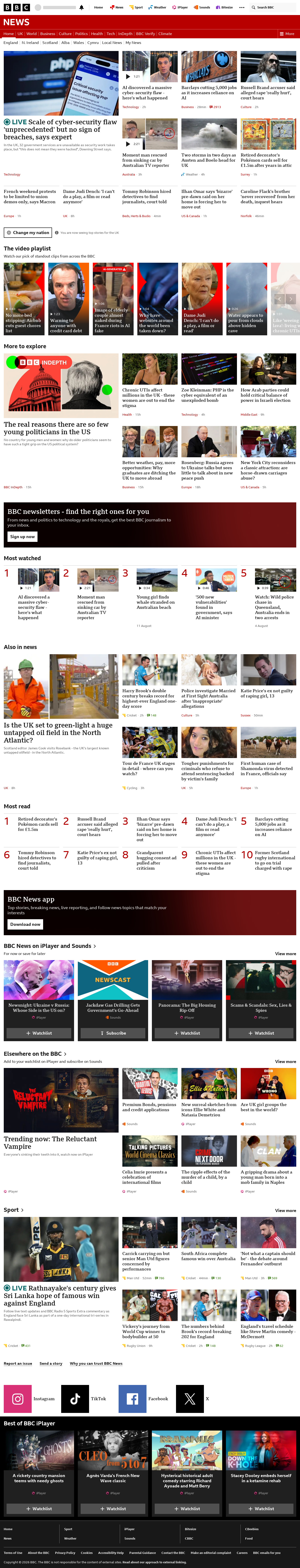 BBC News snapshot from Thursday, 22 October 2026 at 16:00