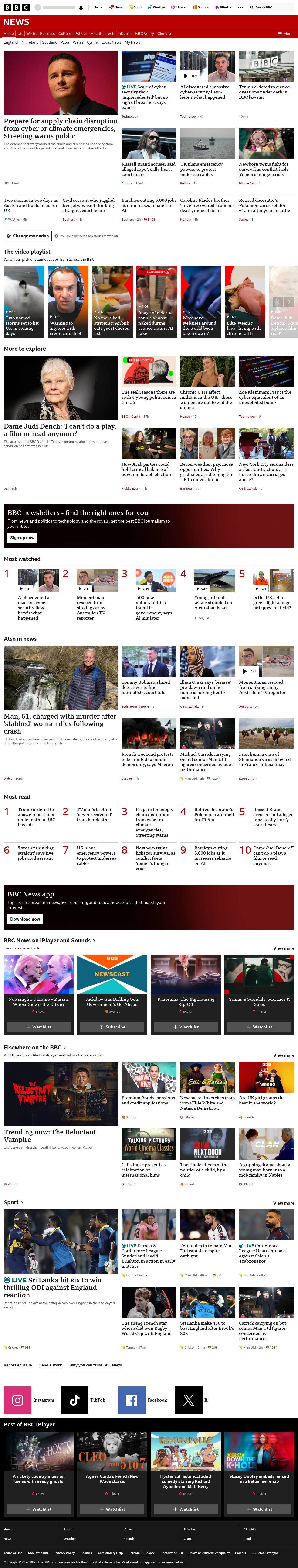 BBC News snapshot from Thursday, 22 October 2026 at 18:00
