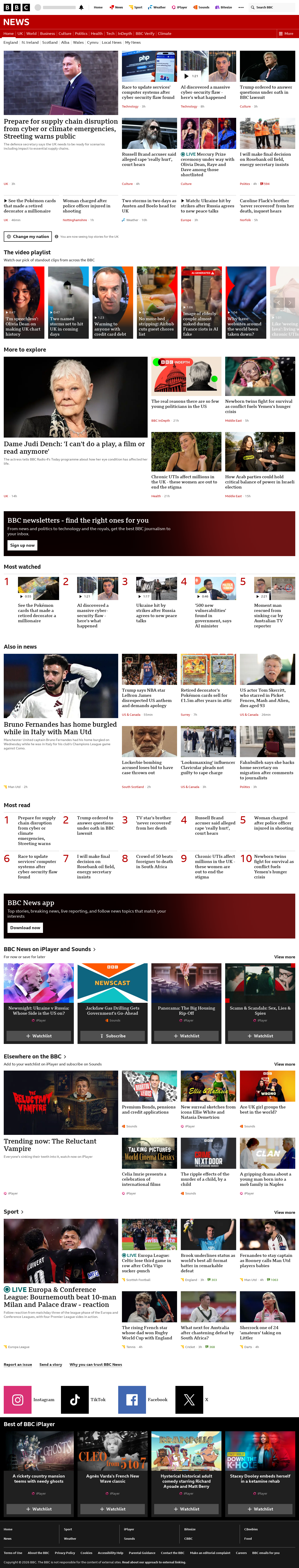 BBC News snapshot from Thursday, 22 October 2026 at 22:00